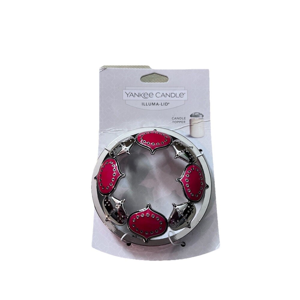 NEW Yankee Candle ‘Illuma Lid’ Jar Topper Red & Silver Deco